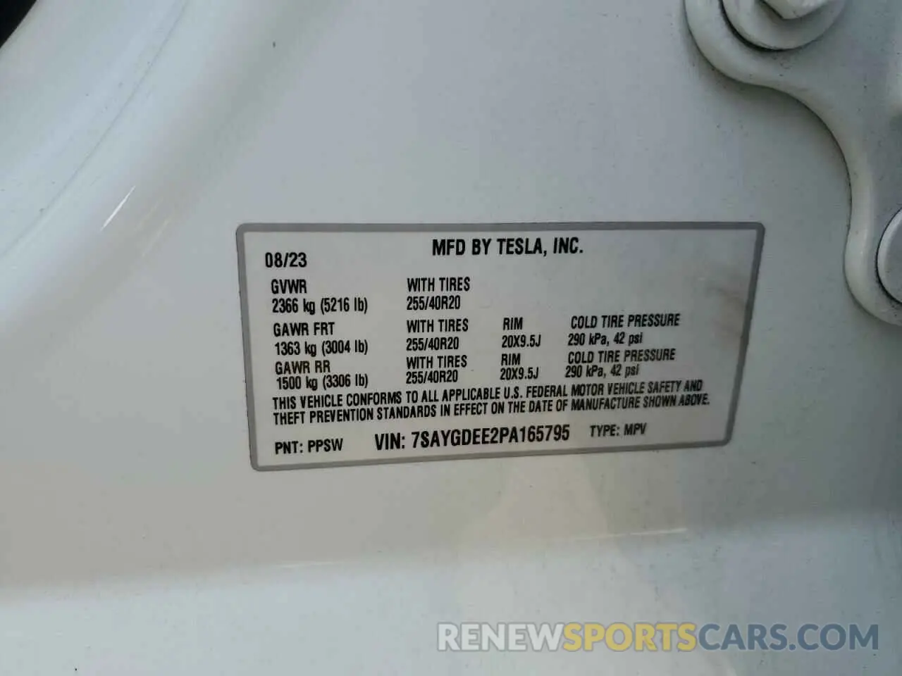 12 fotografías del automóvil dañado 7SAYGDEE2PA165795 TESLA MODEL Y 2023