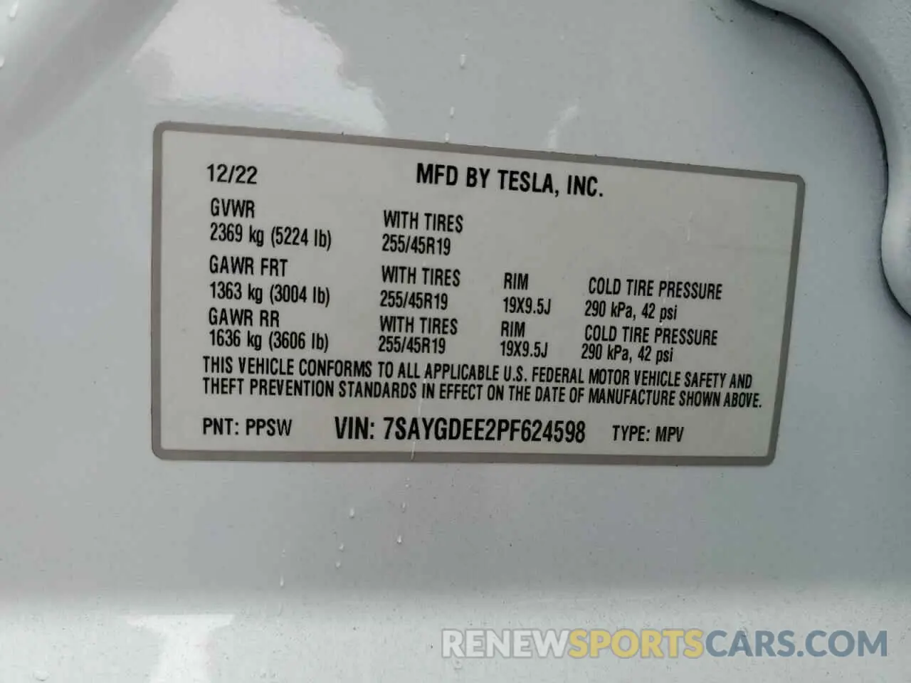 14 fotografías del automóvil dañado 7SAYGDEE2PF624598 TESLA MODEL Y 2023