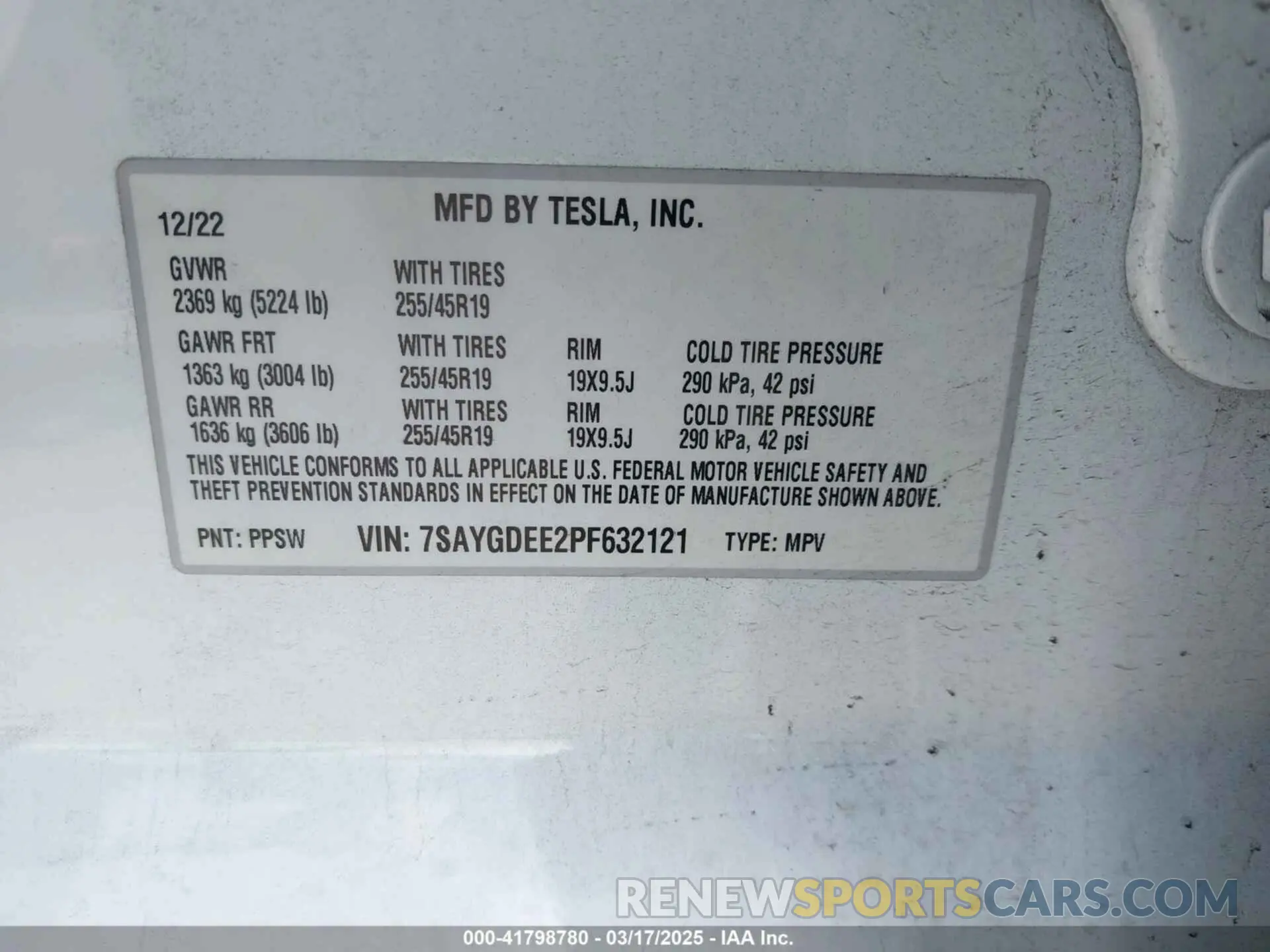 9 fotografías del automóvil dañado 7SAYGDEE2PF632121 TESLA MODEL Y 2023