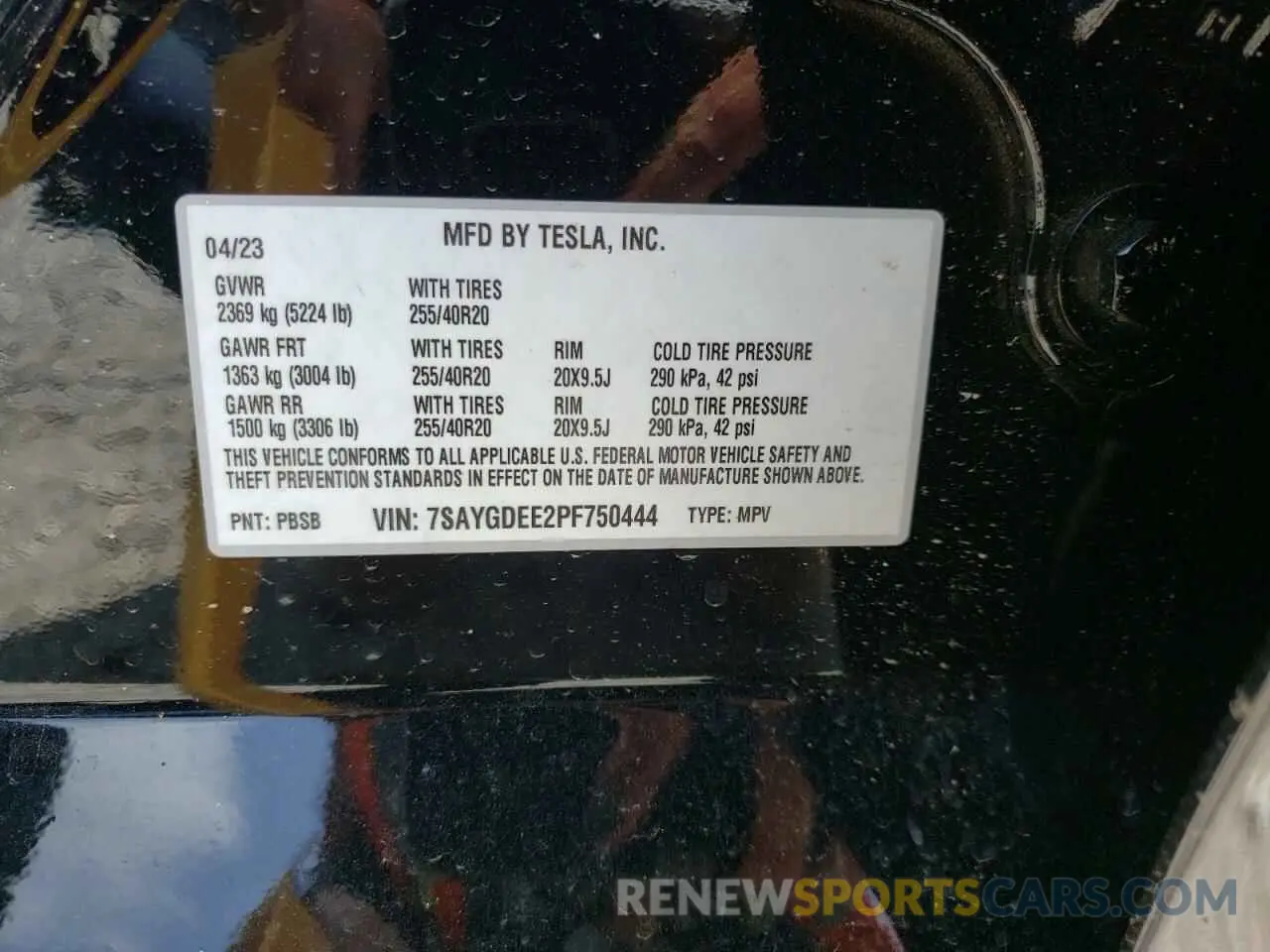 13 fotografías del automóvil dañado 7SAYGDEE2PF750444 TESLA MODEL Y 2023