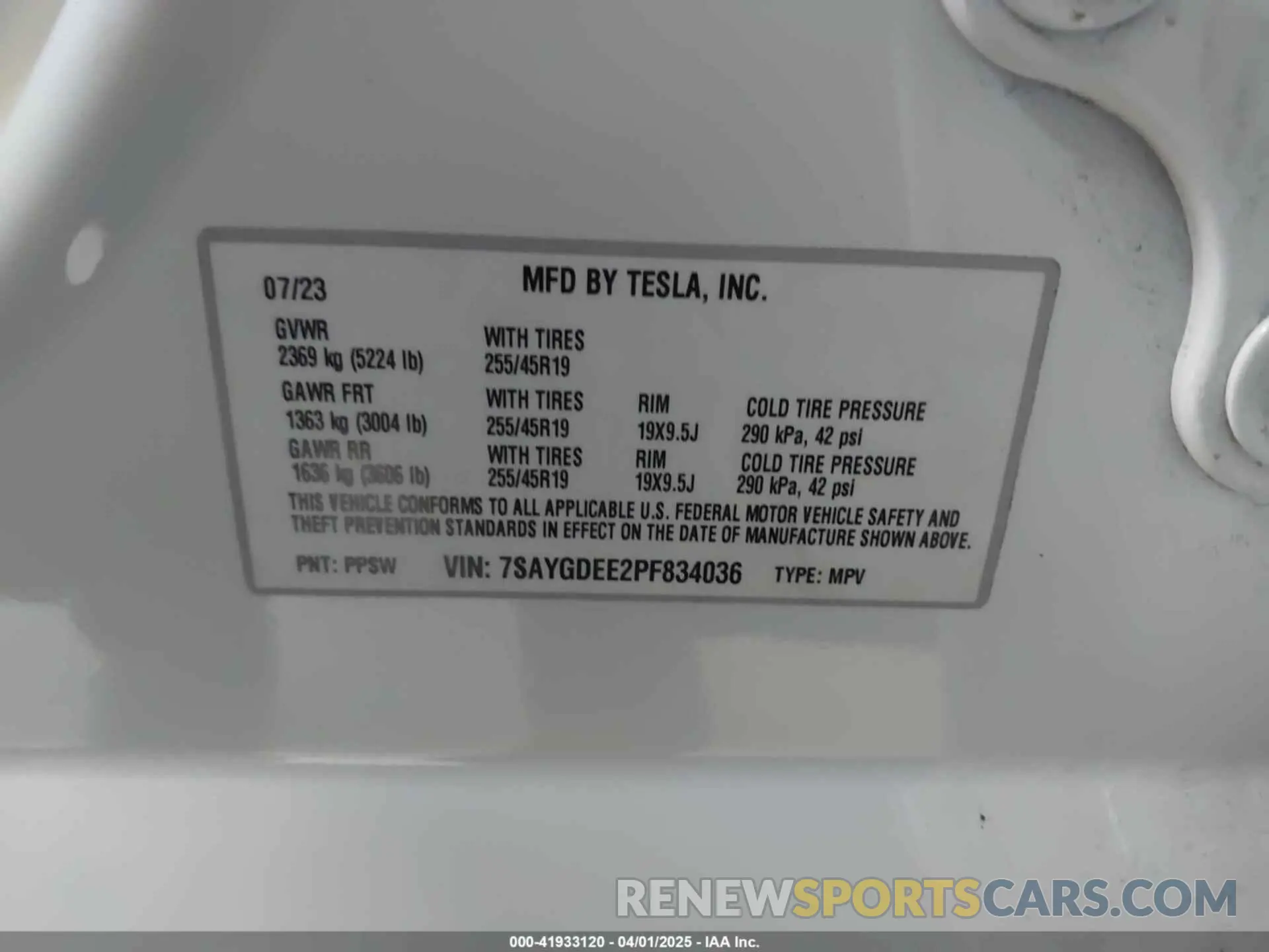 9 fotografías del automóvil dañado 7SAYGDEE2PF834036 TESLA MODEL Y 2023