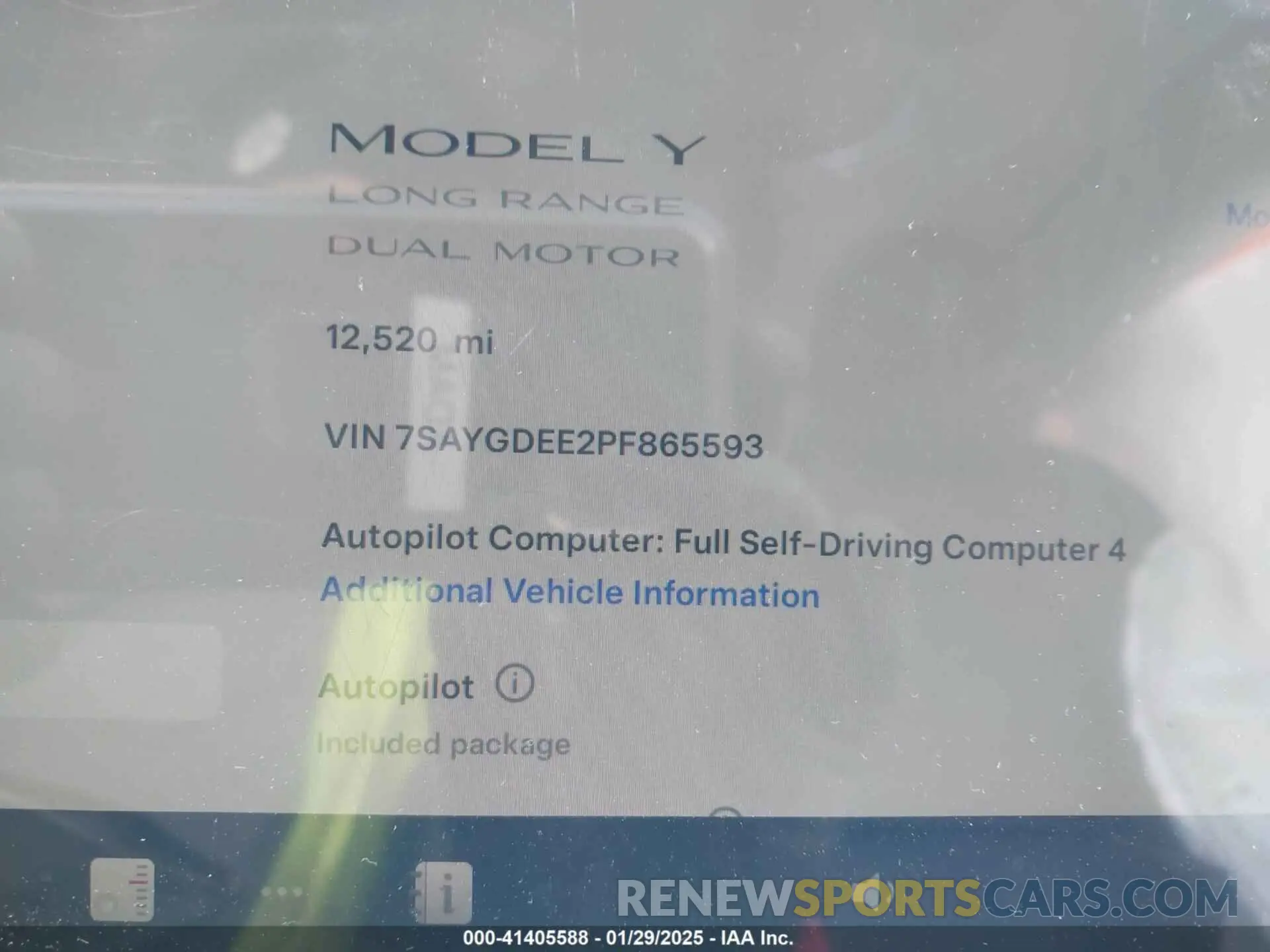 15 fotografías del automóvil dañado 7SAYGDEE2PF865593 TESLA MODEL Y 2023