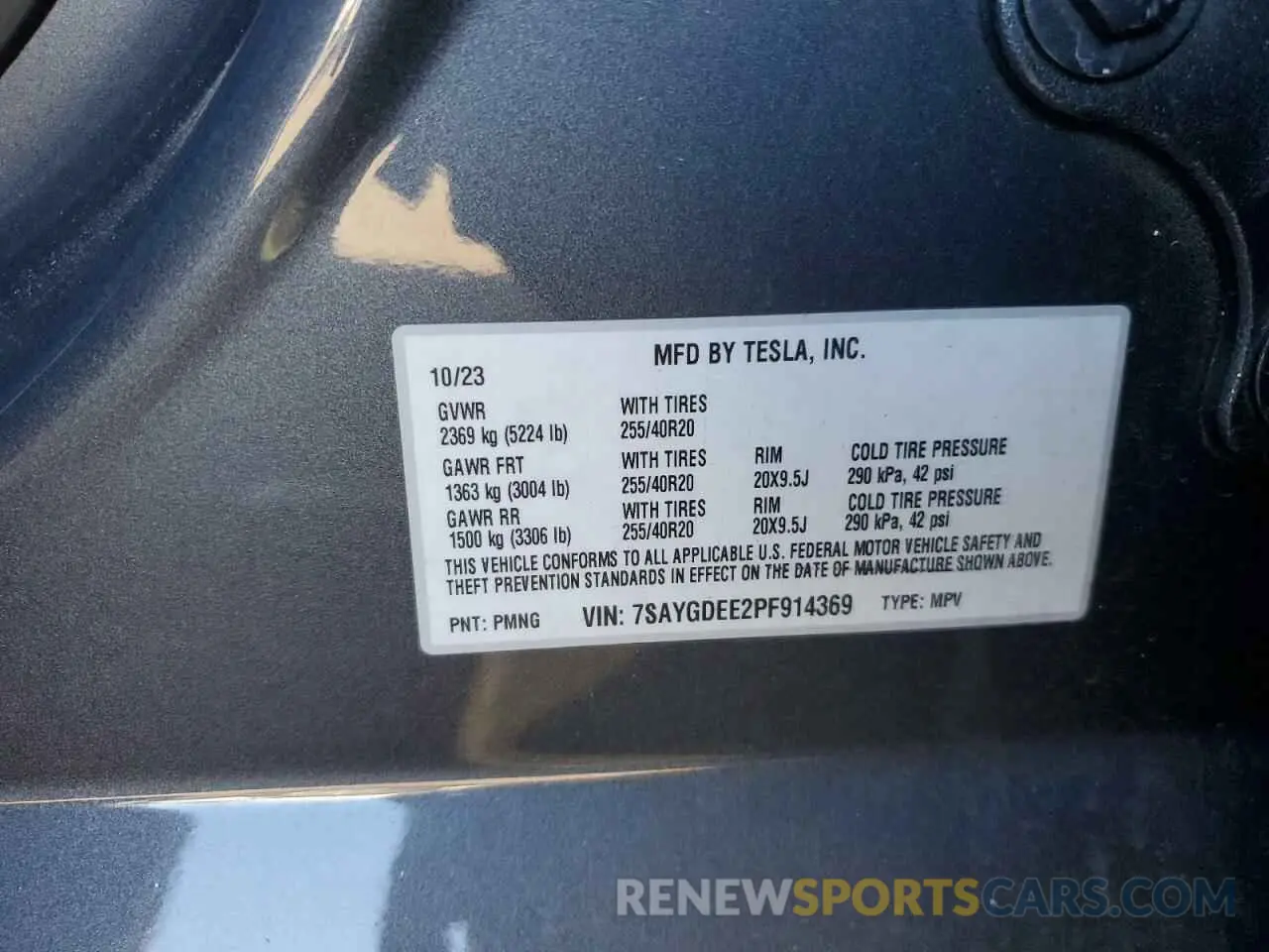 13 fotografías del automóvil dañado 7SAYGDEE2PF914369 TESLA MODEL Y 2023