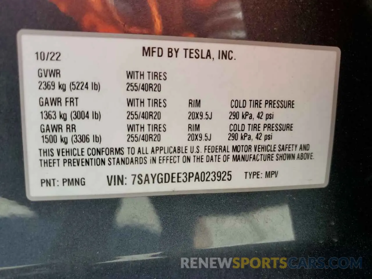 14 fotografías del automóvil dañado 7SAYGDEE3PA023925 TESLA MODEL Y 2023