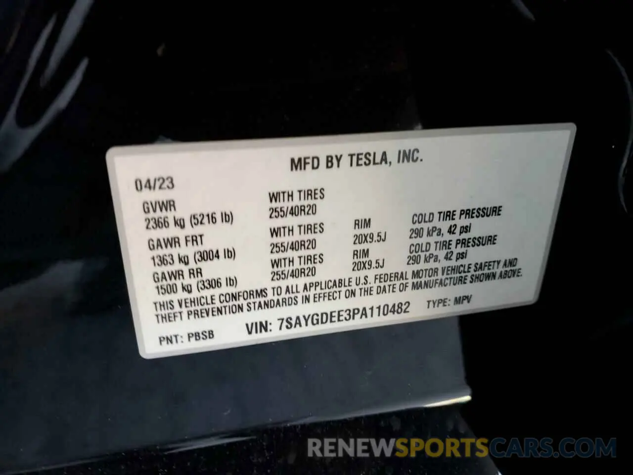 12 fotografías del automóvil dañado 7SAYGDEE3PA110482 TESLA MODEL Y 2023