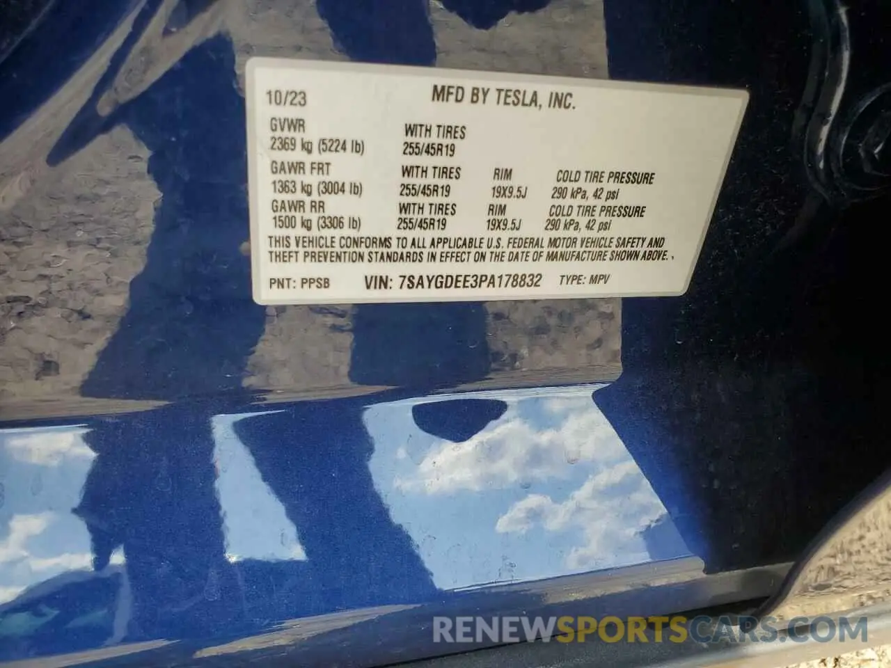 12 fotografías del automóvil dañado 7SAYGDEE3PA178832 TESLA MODEL Y 2023