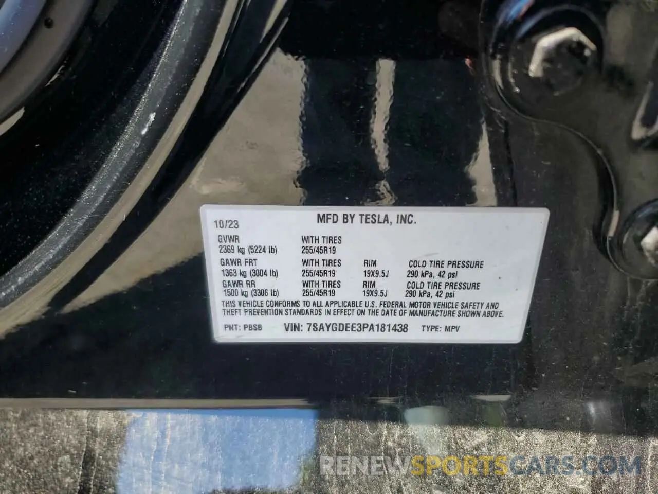13 fotografías del automóvil dañado 7SAYGDEE3PA181438 TESLA MODEL Y 2023