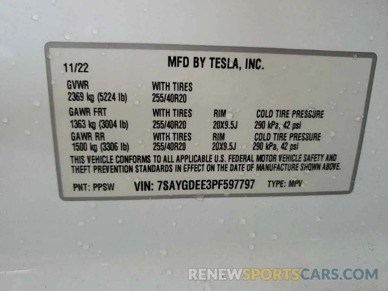 13 fotografías del automóvil dañado 7SAYGDEE3PF597797 TESLA MODEL Y 2023