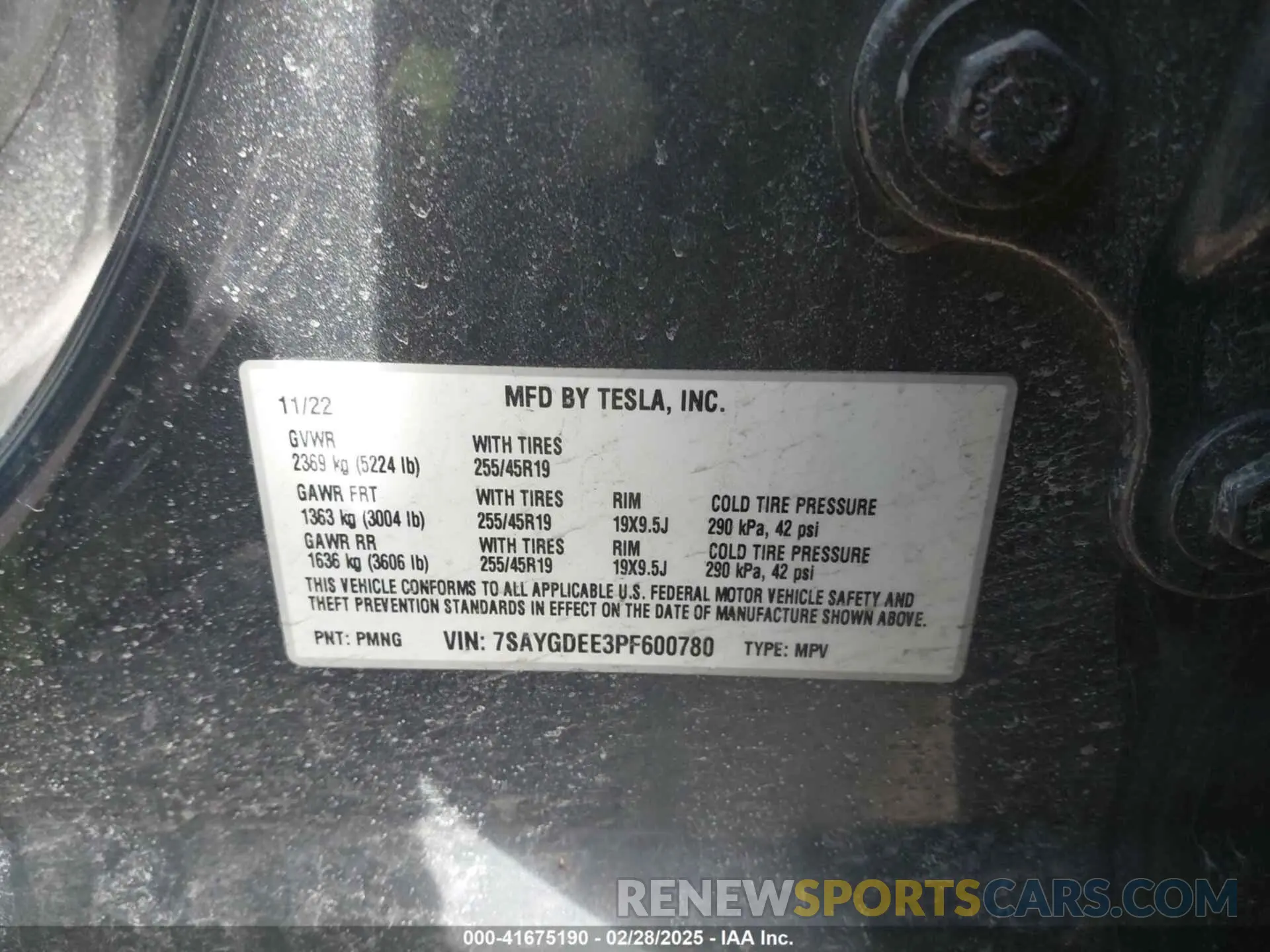 9 fotografías del automóvil dañado 7SAYGDEE3PF600780 TESLA MODEL Y 2023