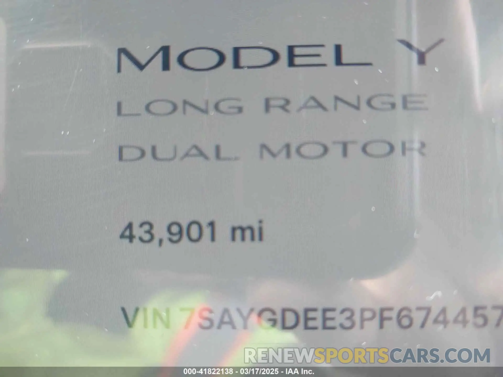 14 fotografías del automóvil dañado 7SAYGDEE3PF674457 TESLA MODEL Y 2023