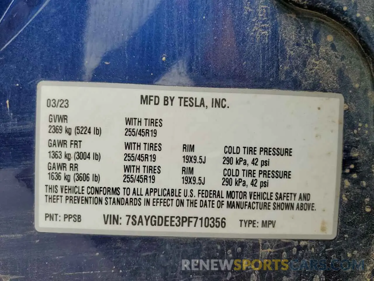 14 fotografías del automóvil dañado 7SAYGDEE3PF710356 TESLA MODEL Y 2023