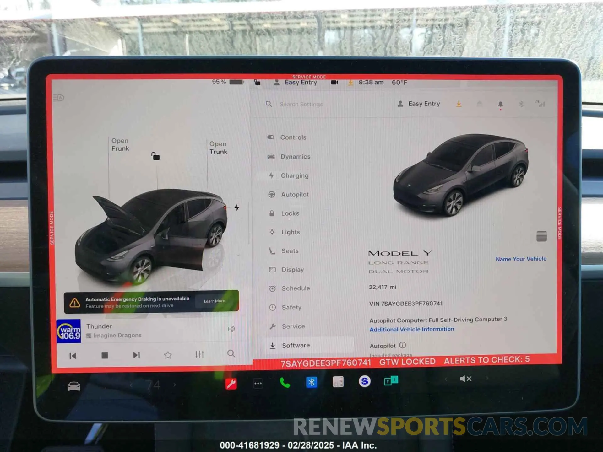 7 fotografías del automóvil dañado 7SAYGDEE3PF760741 TESLA MODEL Y 2023