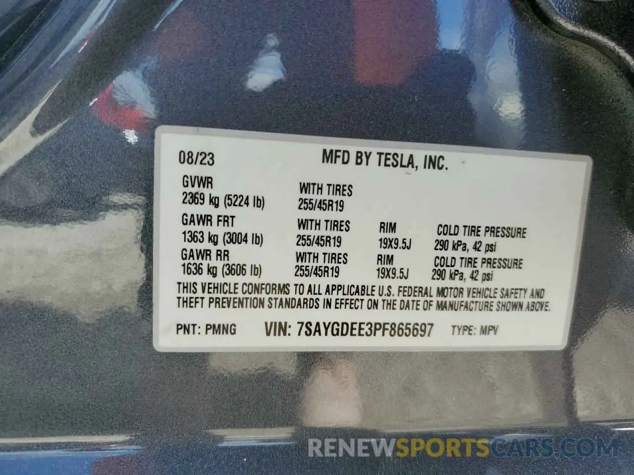 13 fotografías del automóvil dañado 7SAYGDEE3PF865697 TESLA MODEL Y 2023
