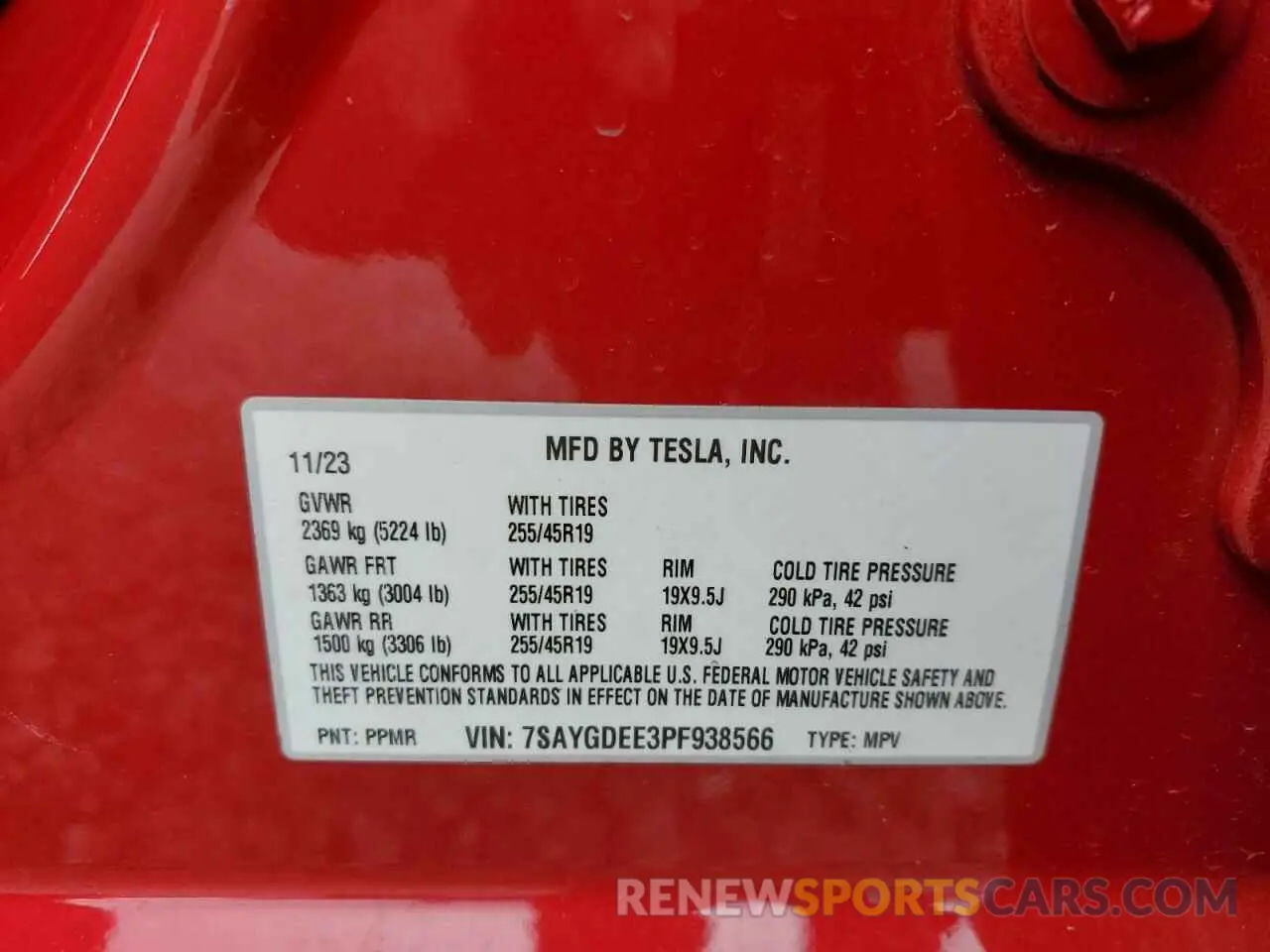 13 fotografías del automóvil dañado 7SAYGDEE3PF938566 TESLA MODEL Y 2023
