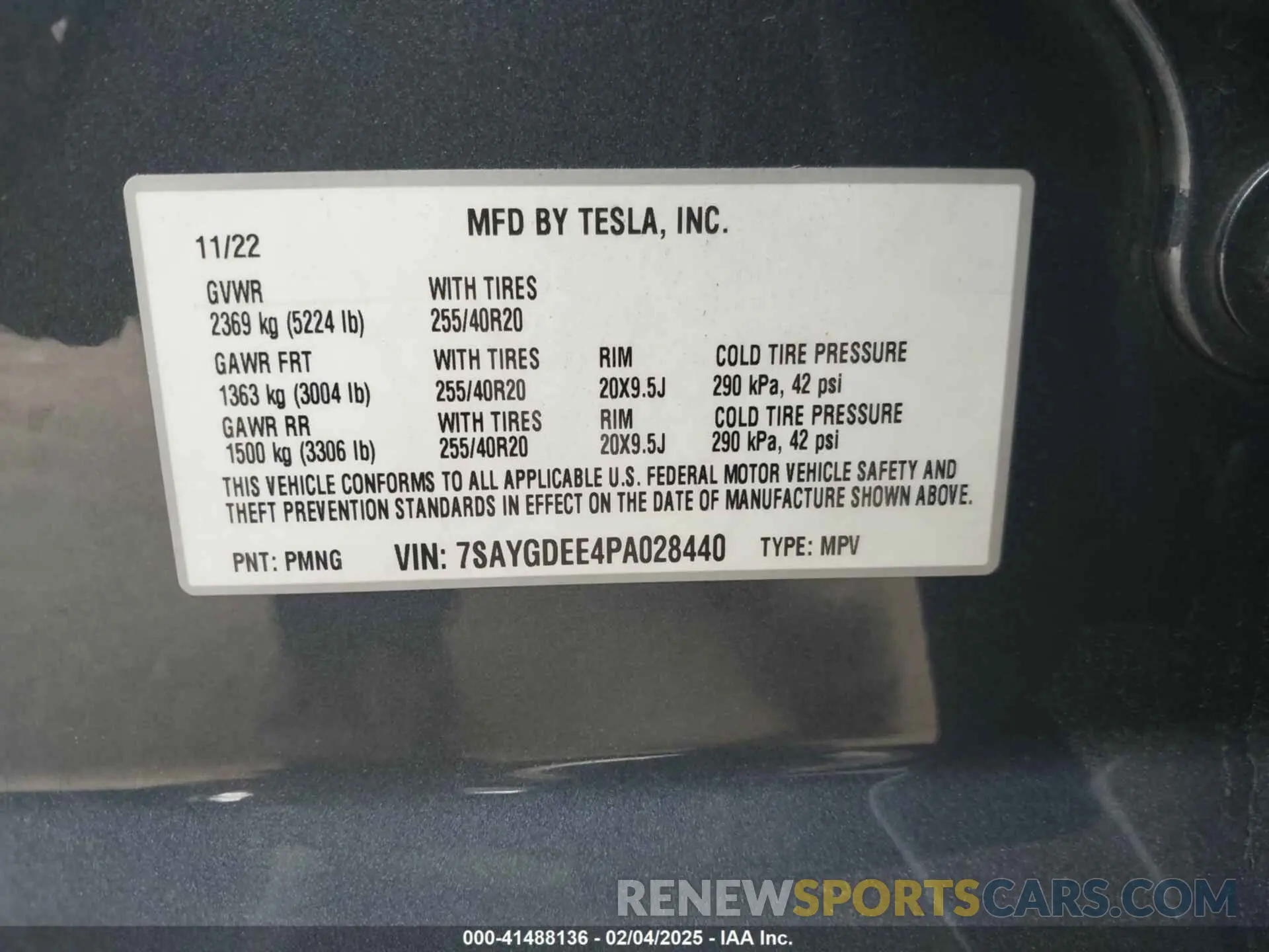 9 fotografías del automóvil dañado 7SAYGDEE4PA028440 TESLA MODEL Y 2023