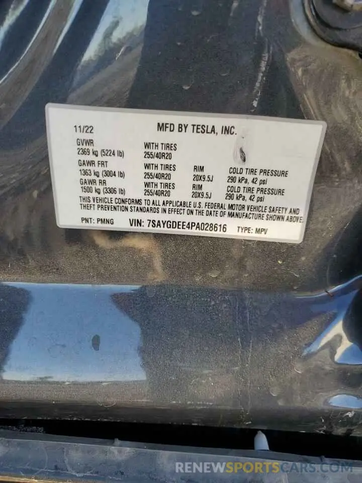 13 fotografías del automóvil dañado 7SAYGDEE4PA028616 TESLA MODEL Y 2023