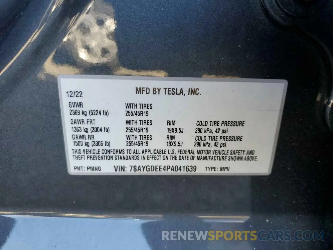 12 fotografías del automóvil dañado 7SAYGDEE4PA041639 TESLA MODEL Y 2023