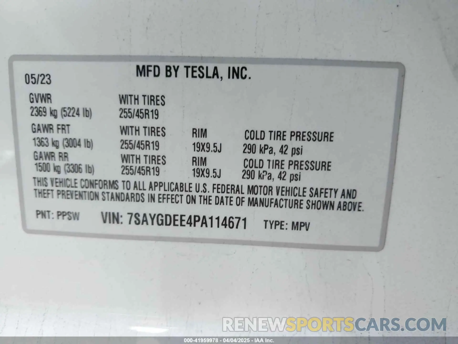 9 fotografías del automóvil dañado 7SAYGDEE4PA114671 TESLA MODEL Y 2023