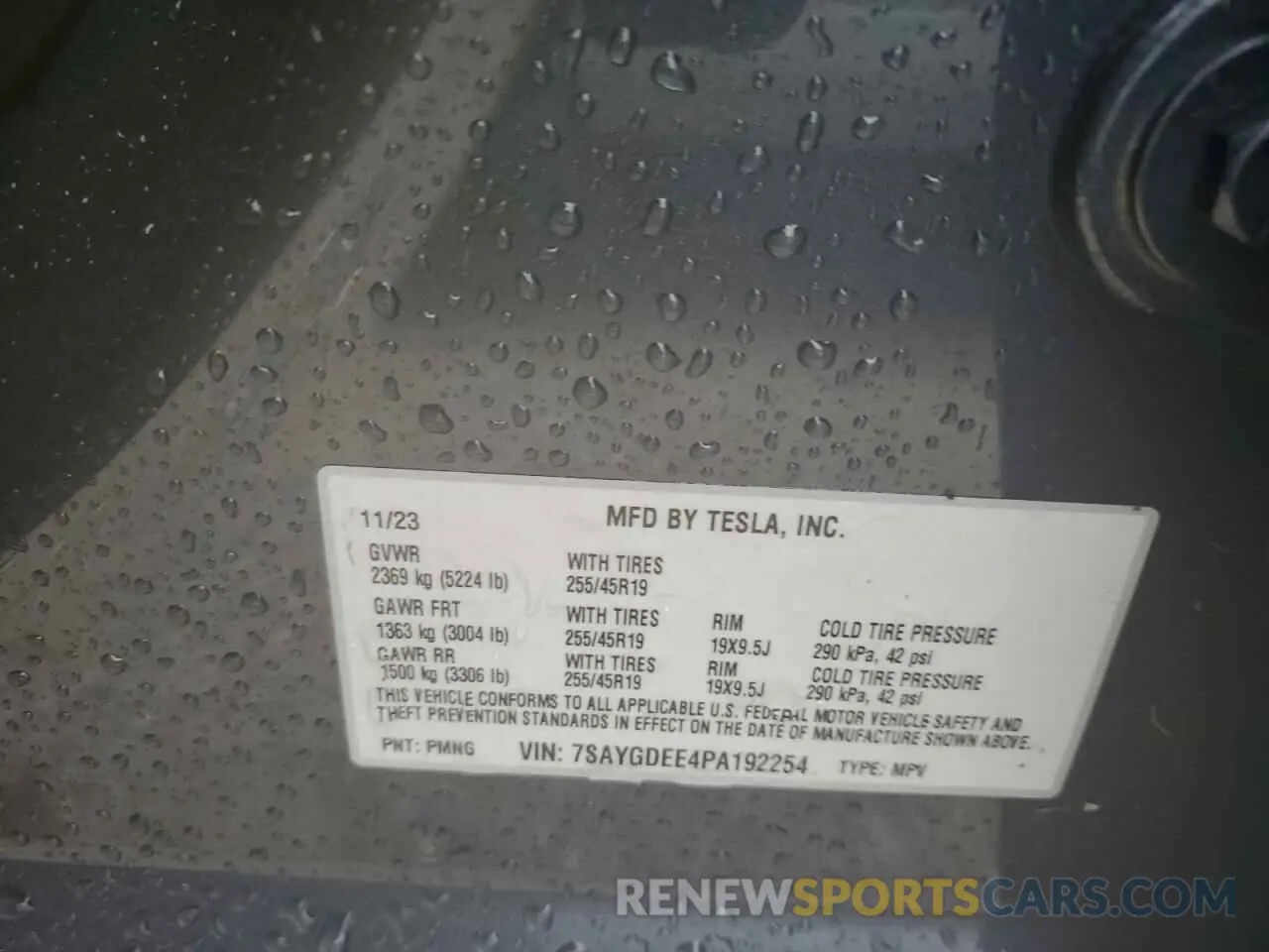 14 fotografías del automóvil dañado 7SAYGDEE4PA192254 TESLA MODEL Y 2023