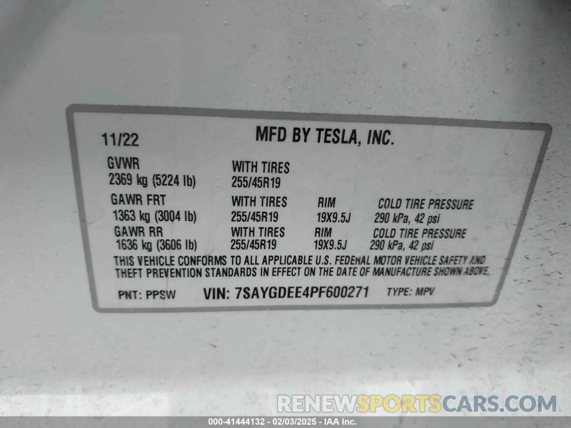 9 fotografías del automóvil dañado 7SAYGDEE4PF600271 TESLA MODEL Y 2023