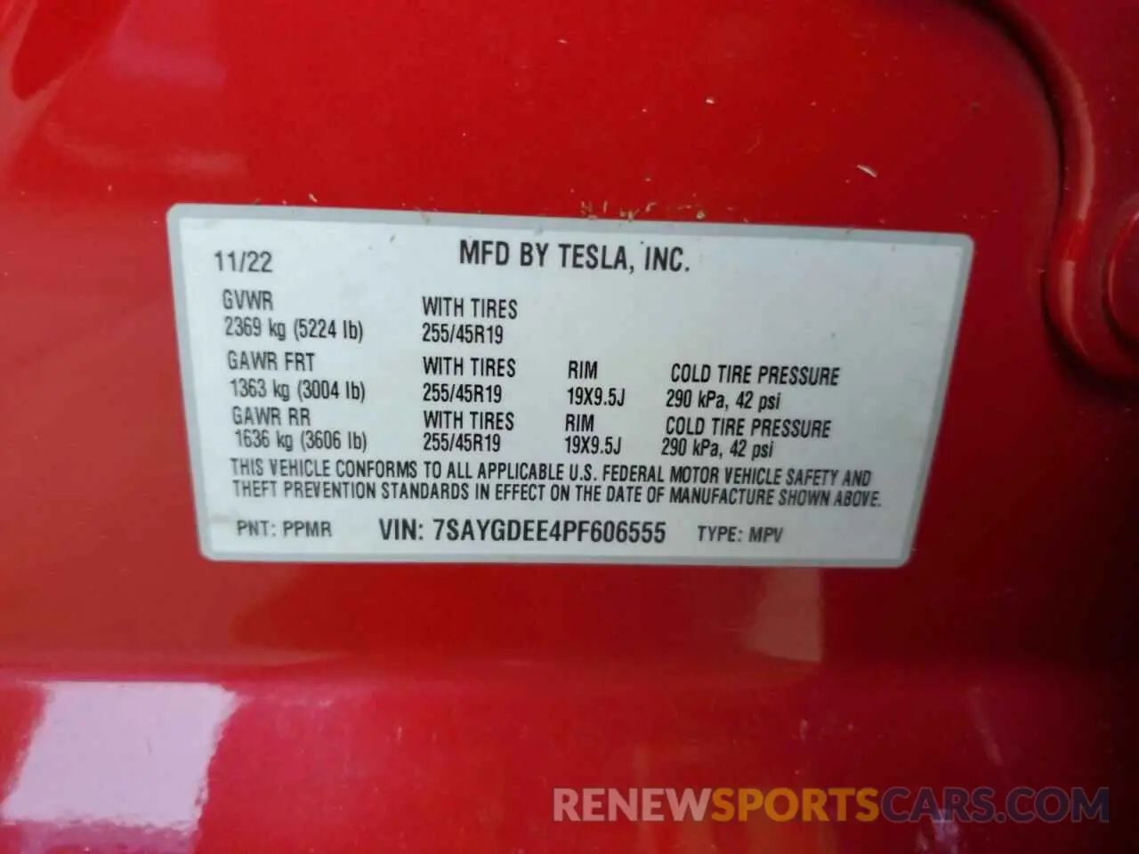 14 fotografías del automóvil dañado 7SAYGDEE4PF606555 TESLA MODEL Y 2023