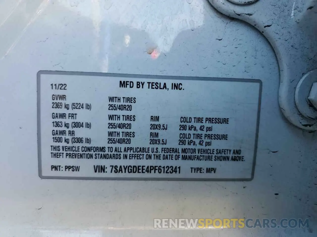 12 fotografías del automóvil dañado 7SAYGDEE4PF612341 TESLA MODEL Y 2023