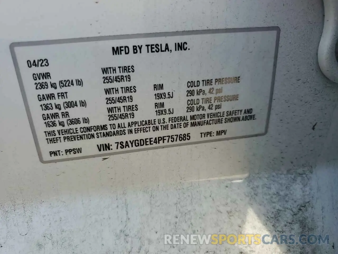 14 fotografías del automóvil dañado 7SAYGDEE4PF757685 TESLA MODEL Y 2023