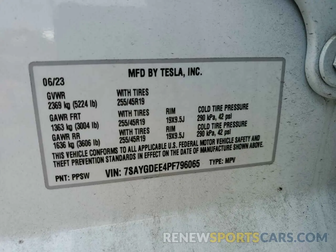 12 fotografías del automóvil dañado 7SAYGDEE4PF796065 TESLA MODEL Y 2023