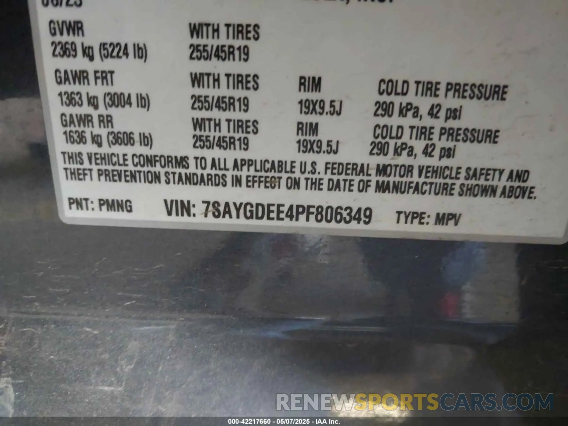 9 fotografías del automóvil dañado 7SAYGDEE4PF806349 TESLA MODEL Y 2023