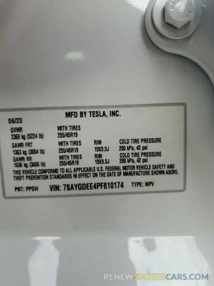 14 fotografías del automóvil dañado 7SAYGDEE4PF810174 TESLA MODEL Y 2023