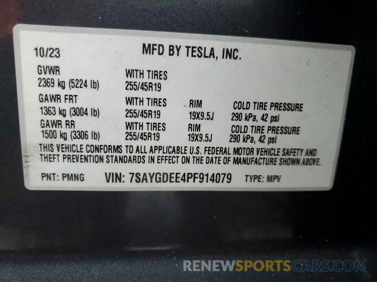 13 fotografías del automóvil dañado 7SAYGDEE4PF914079 TESLA MODEL Y 2023