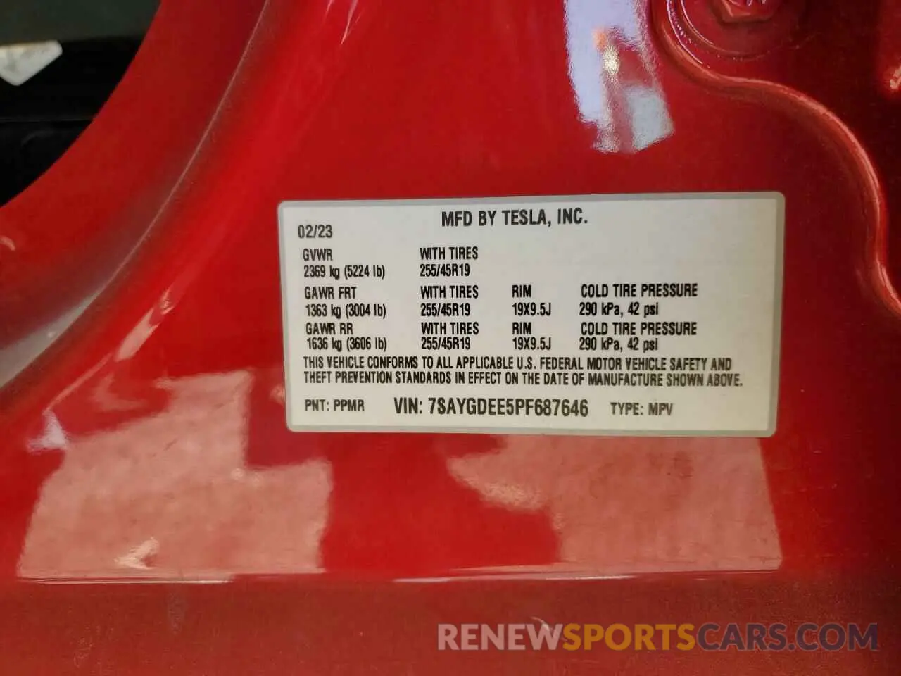 13 fotografías del automóvil dañado 7SAYGDEE5PF687646 TESLA MODEL Y 2023