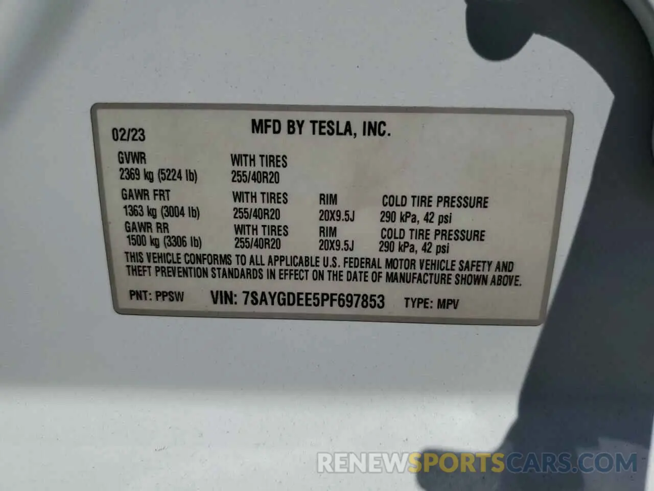 12 fotografías del automóvil dañado 7SAYGDEE5PF697853 TESLA MODEL Y 2023
