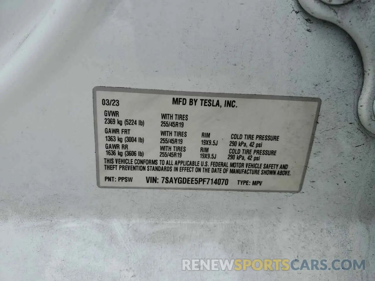 12 fotografías del automóvil dañado 7SAYGDEE5PF714070 TESLA MODEL Y 2023