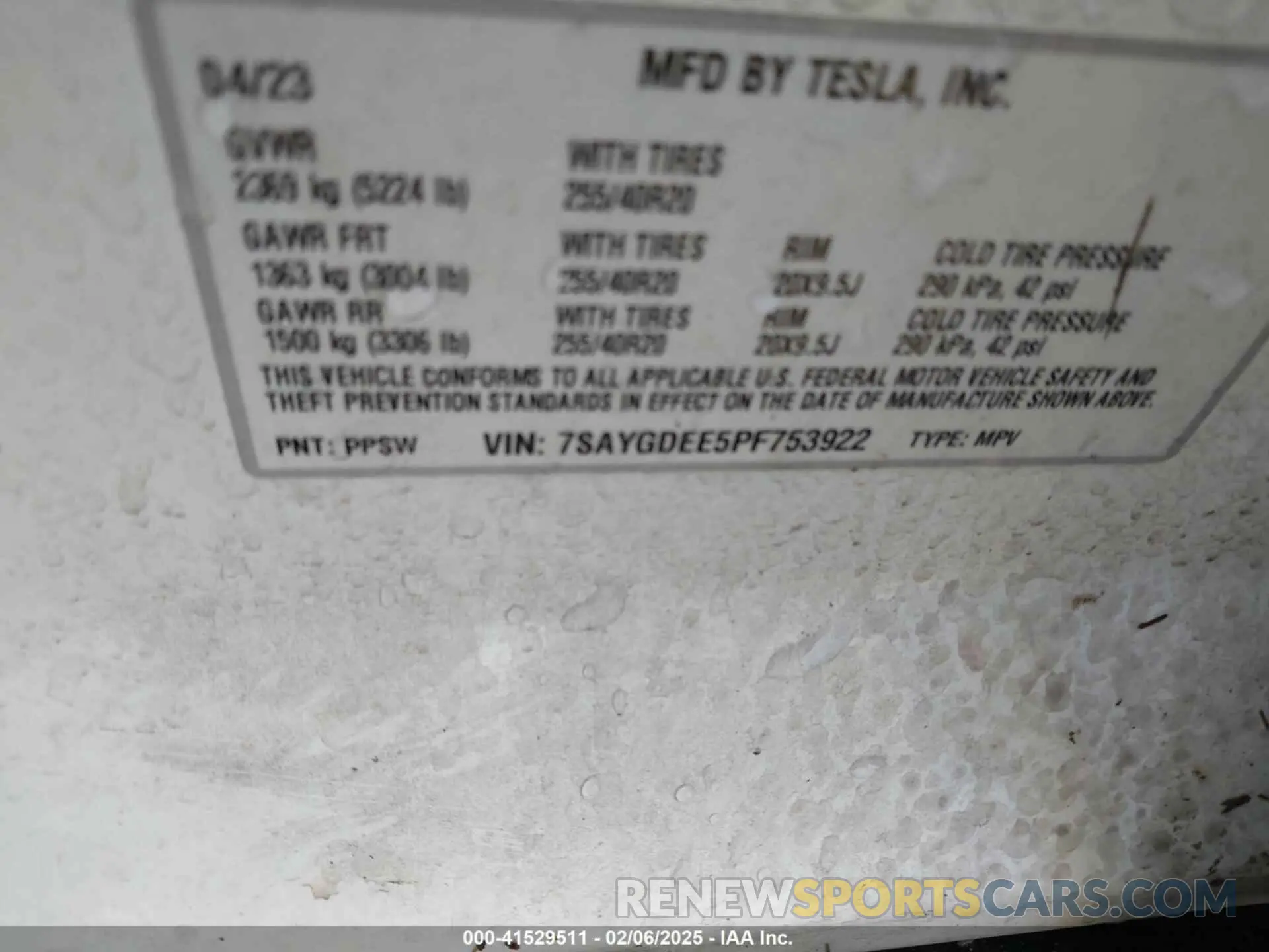 9 fotografías del automóvil dañado 7SAYGDEE5PF753922 TESLA MODEL Y 2023