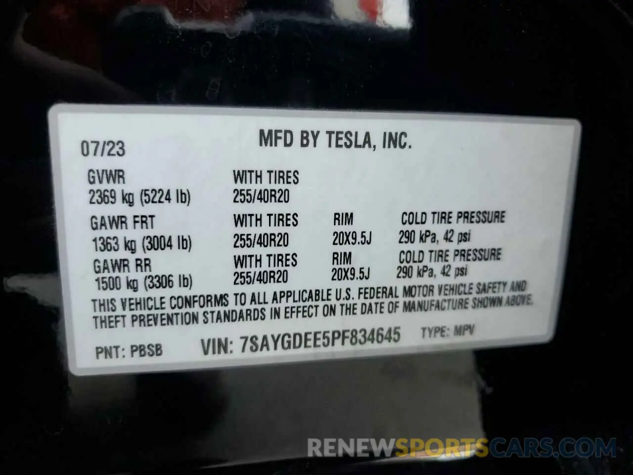 14 fotografías del automóvil dañado 7SAYGDEE5PF834645 TESLA MODEL Y 2023