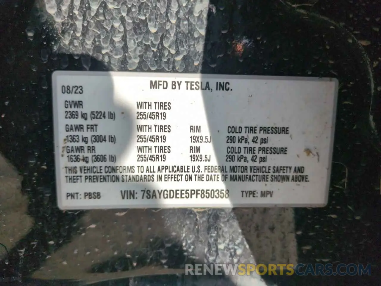 14 fotografías del automóvil dañado 7SAYGDEE5PF850358 TESLA MODEL Y 2023