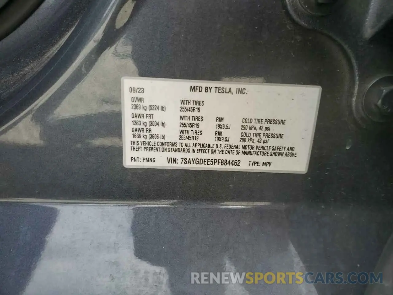 14 fotografías del automóvil dañado 7SAYGDEE5PF884462 TESLA MODEL Y 2023