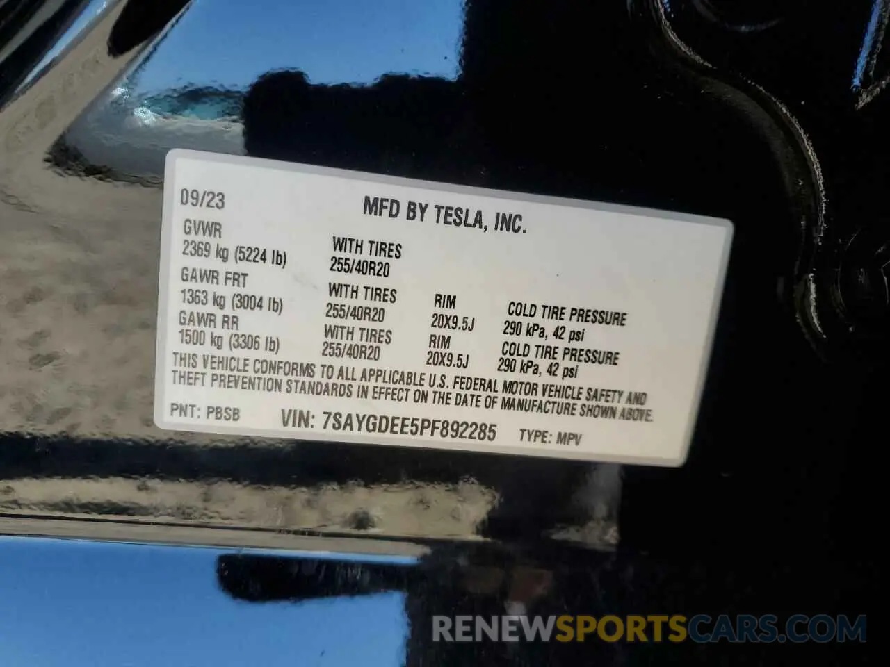 13 fotografías del automóvil dañado 7SAYGDEE5PF892285 TESLA MODEL Y 2023