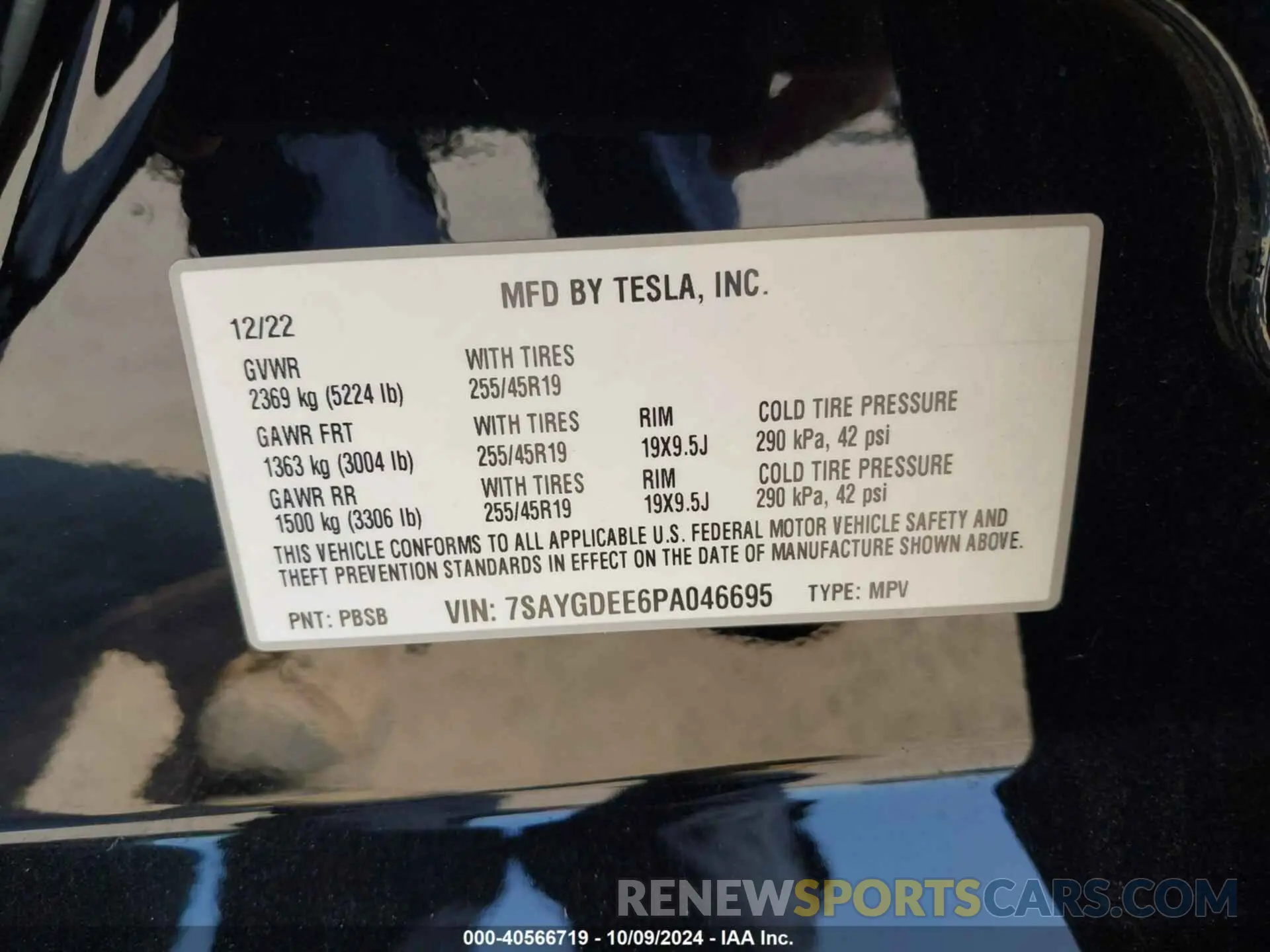 9 fotografías del automóvil dañado 7SAYGDEE6PA046695 TESLA MODEL Y 2023
