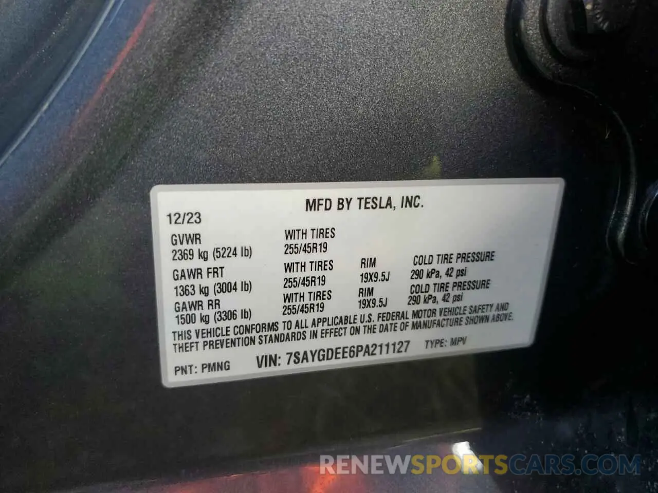 14 fotografías del automóvil dañado 7SAYGDEE6PA211127 TESLA MODEL Y 2023