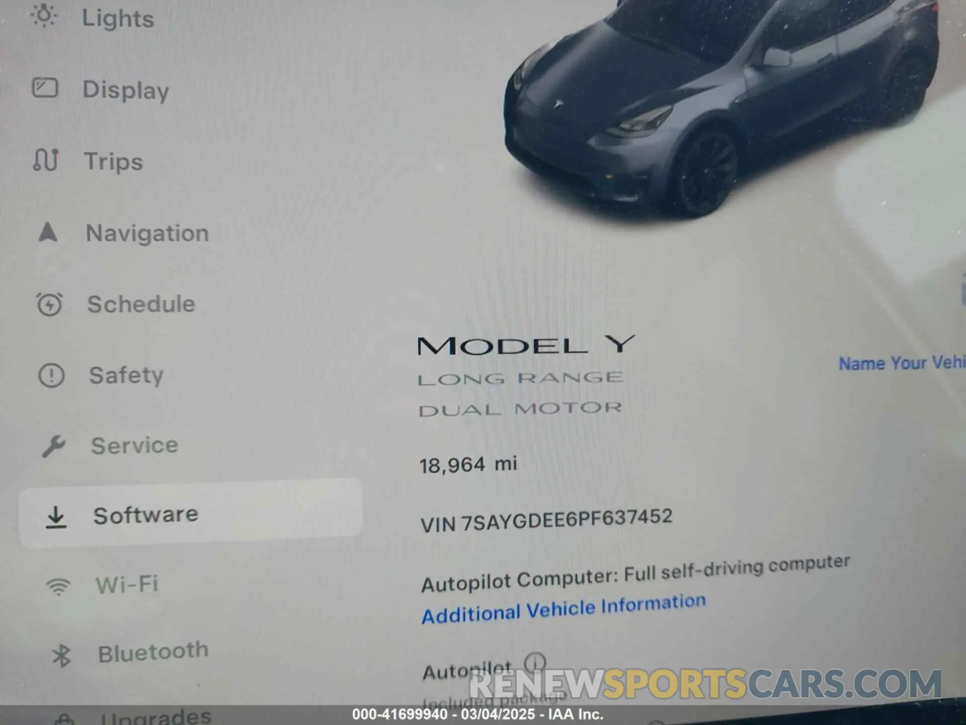 7 fotografías del automóvil dañado 7SAYGDEE6PF637452 TESLA MODEL Y 2023