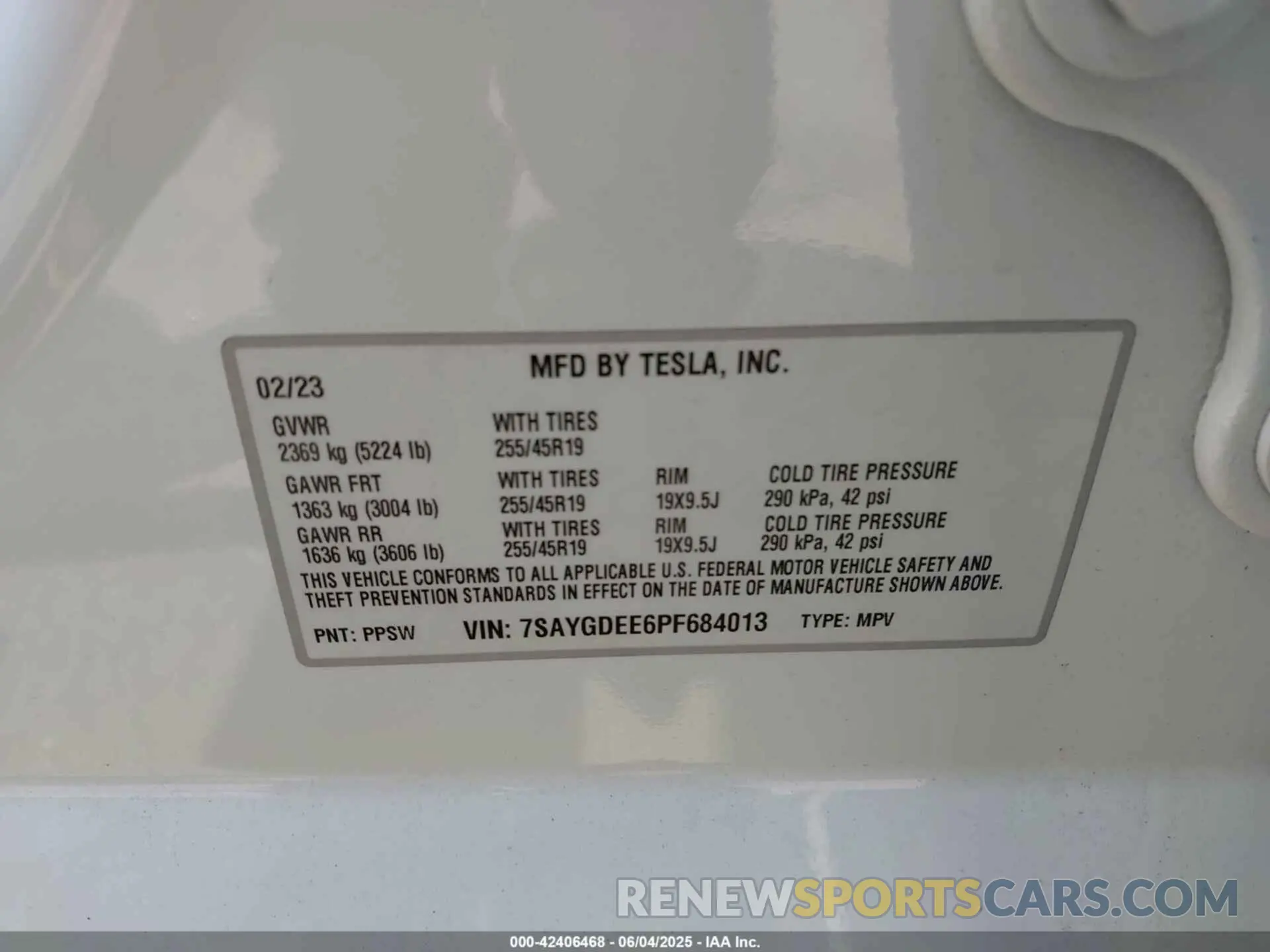 9 fotografías del automóvil dañado 7SAYGDEE6PF684013 TESLA MODEL Y 2023