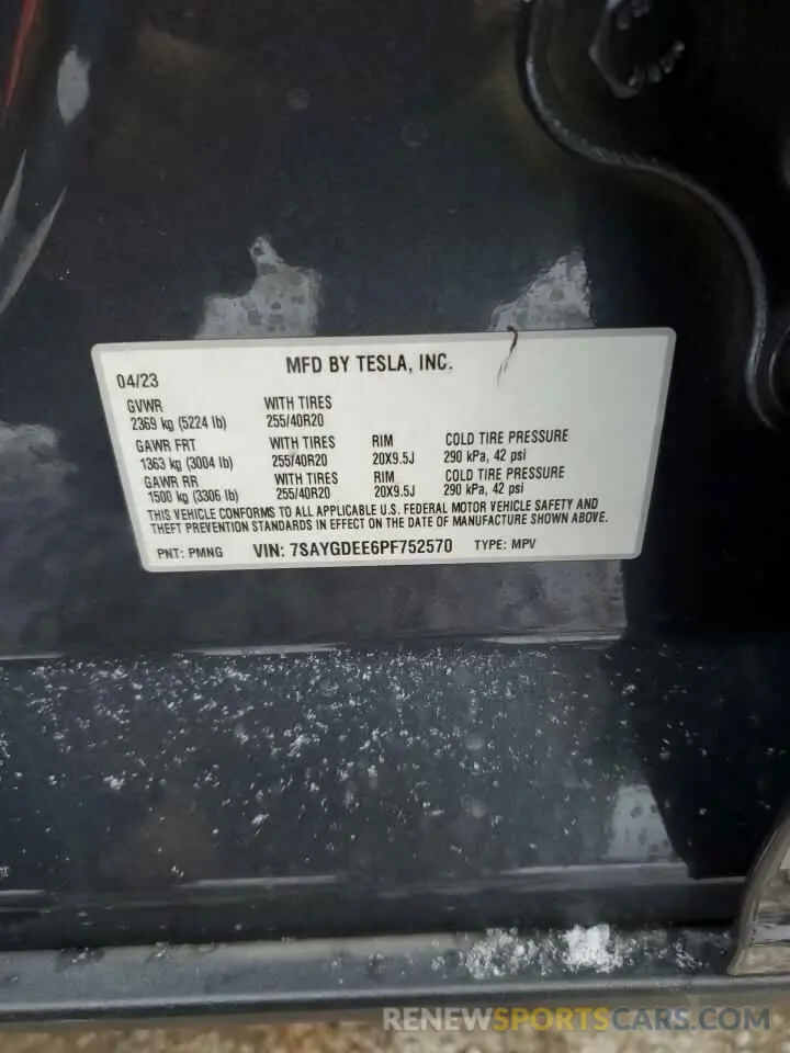 12 fotografías del automóvil dañado 7SAYGDEE6PF752570 TESLA MODEL Y 2023