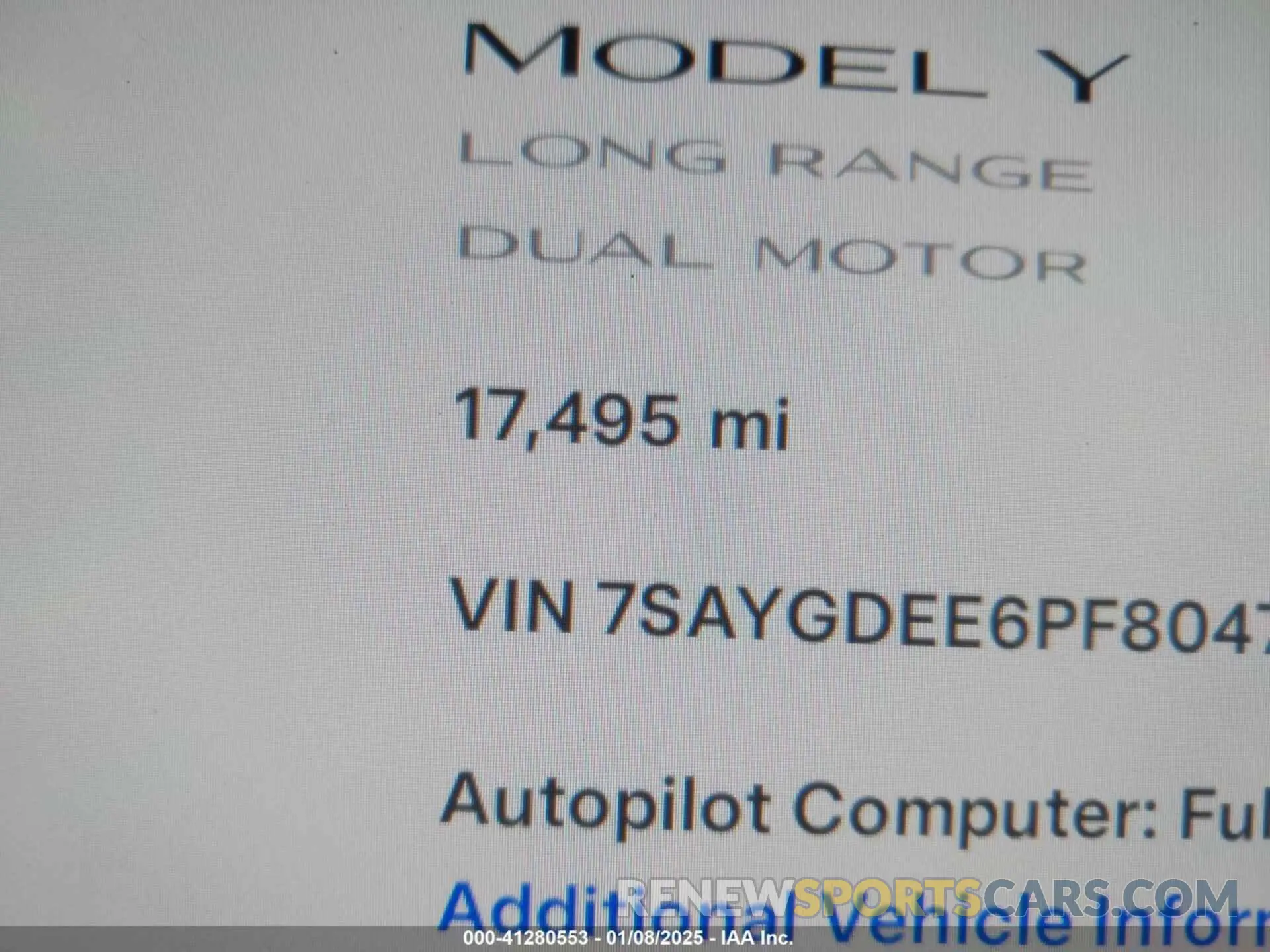15 fotografías del automóvil dañado 7SAYGDEE6PF804764 TESLA MODEL Y 2023