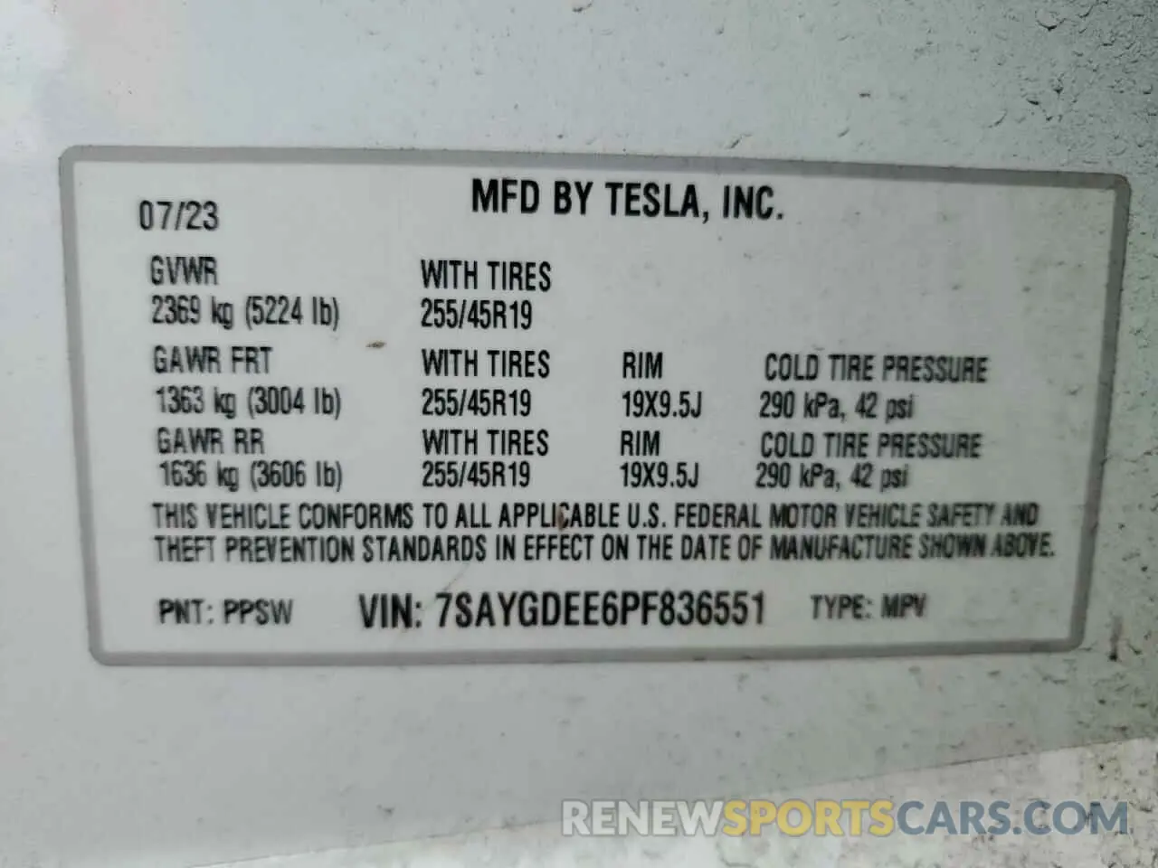 14 fotografías del automóvil dañado 7SAYGDEE6PF836551 TESLA MODEL Y 2023