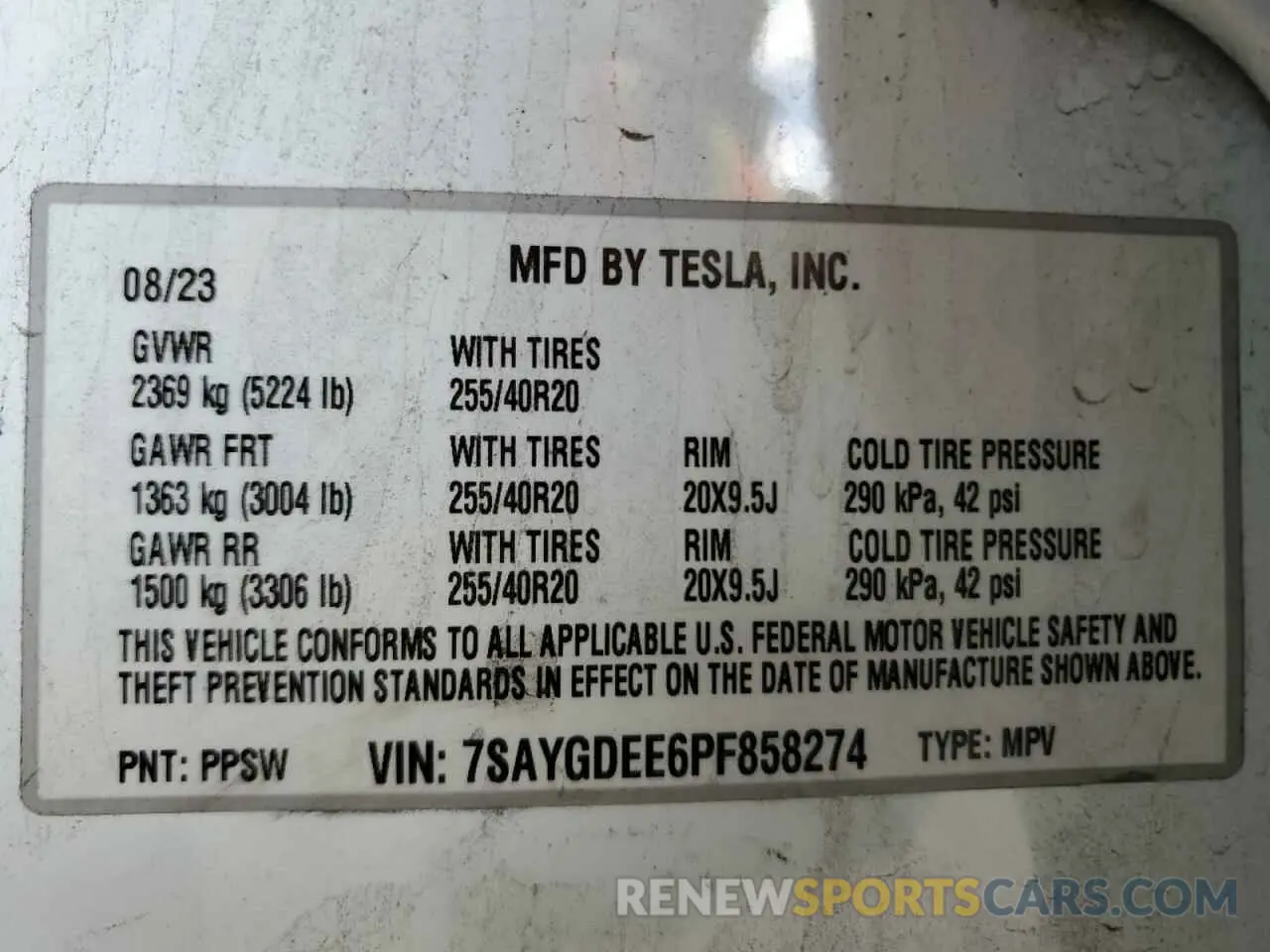 12 fotografías del automóvil dañado 7SAYGDEE6PF858274 TESLA MODEL Y 2023