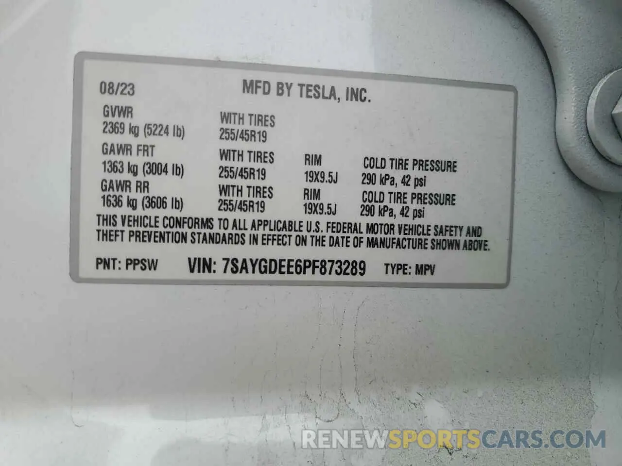 14 fotografías del automóvil dañado 7SAYGDEE6PF873289 TESLA MODEL Y 2023
