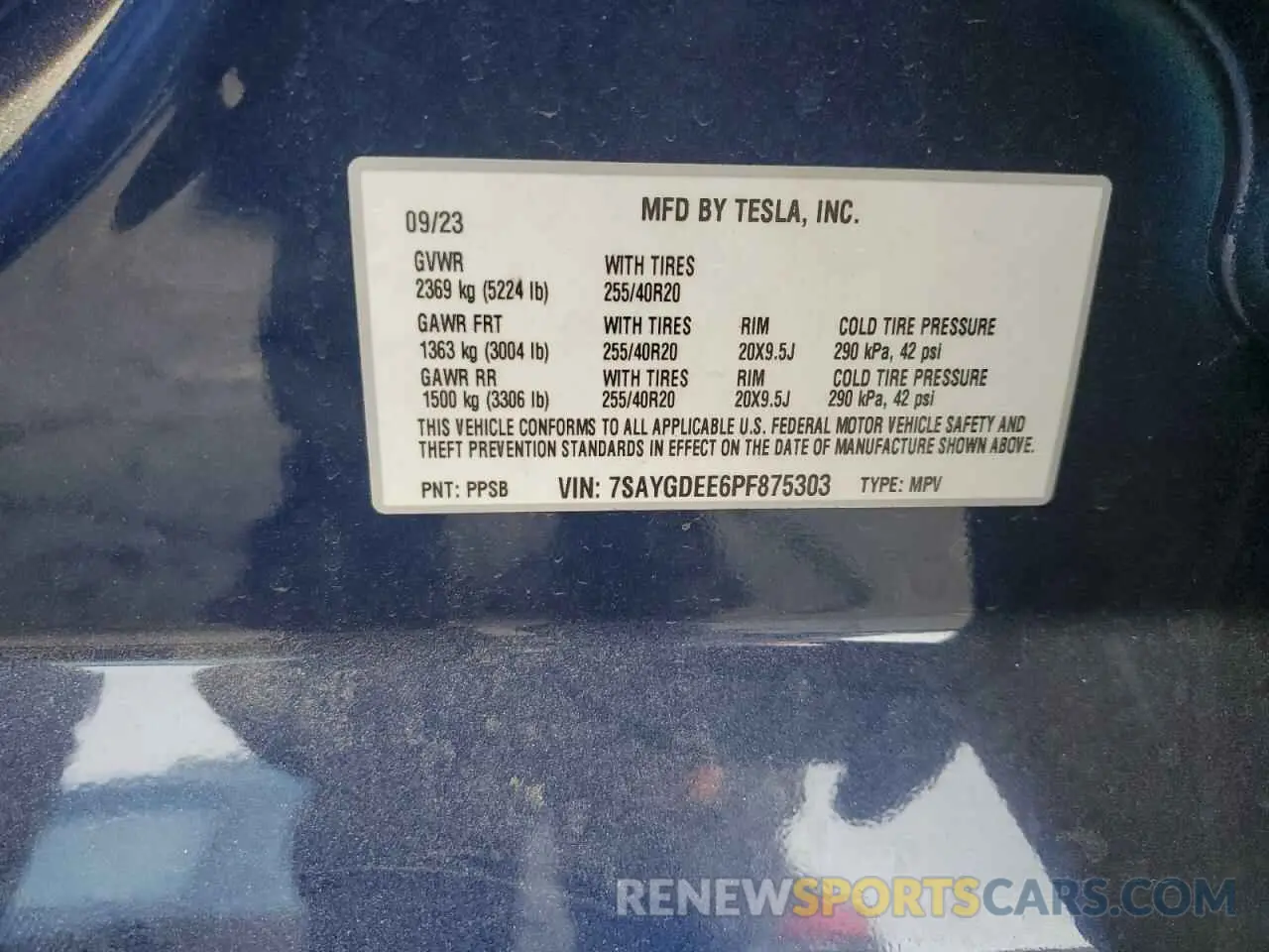 12 fotografías del automóvil dañado 7SAYGDEE6PF875303 TESLA MODEL Y 2023