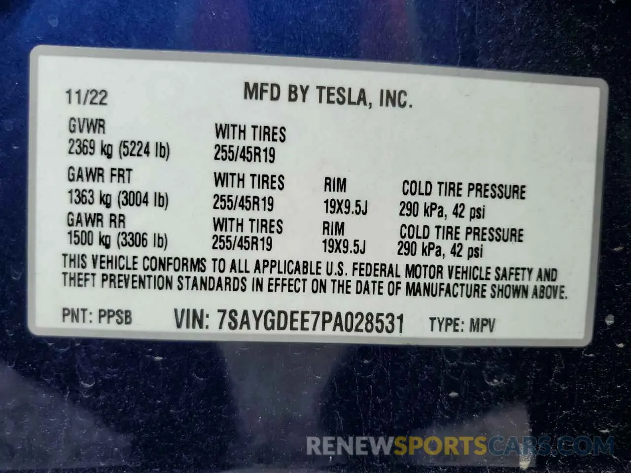 12 fotografías del automóvil dañado 7SAYGDEE7PA028531 TESLA MODEL Y 2023